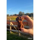 MİLSO Köpek - Örgü Dokulu Mini Hayvan Figürü – Araba Aksesuar, Pasta Süsü, Çocuk Odası Dekoru