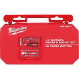 Milwaukee 1/4 Cırcır Ve Tornavida Kollu Lokma Set 38 Parça 4932498381