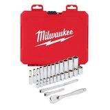 Milwaukee 28 parçalı set, cırcır ve 1/4" Metrik lokmalar