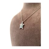 MİLYEM jewelry Kaplumbağa Kolye Kadın Gümüş Renk Minimalist Turkuaz Taşlı