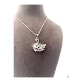 MİLYEM jewelry Kuğulu Kolye Anneler Günü Hediyesi Kadın Gümüş Renk Markiz Kesim Taşlı Zarif
