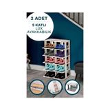 Mim Life 2 Adet Beyaz Ayakkabılık 5 Katlı Plastik Ayakkabı Düzenleyici Organizer Raf Ünitesi