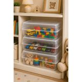 Mim Life 3 lü Şeffaf Oyuncak Saklama Kutusu Kapaklı Plastik Organizer Kutu Çocuk Odası Düzenleyici 32x20x11 cm