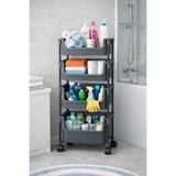 Mim Life 4 Katlı Tekerlekli Organizer Raf Modern Portratif Kiler Düzenleyici Sepet,Mutfak Rafı,Oyuncak Dolabı