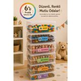 Mim Life 6’lı Oyuncak Saklama Kutusu Şeffaf Kapaklı Plastik Organizer 32x20x11 cm Çocuk Odası Düzenleyici