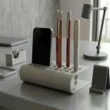 Mimari Form Açık Gri Galvaniz Metal Masaüstü Organizer - Endüstriyel Düzen