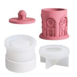 Mimari Mum Kavanoz Kapaklı Silikon Kalıp Beton Pantheon Mum Konteyner Yapımı Kalıp DIY Saklama Kutusu Ev Dekorları (SH0864-1+SH0864-2)