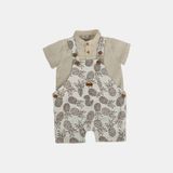 Mimbo Kids Erkek Bebek Ananas Desenli Salopet Gömlek 2 Li Tulum - Bej - 1 Yaş