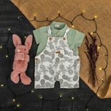 Mimbo Kids Erkek Bebek Ananas Desenli Salopet Gömlek 2 Li Tulum - Çağla Yeşili - 2 Yaş