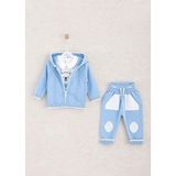 Mimbo Kids Erkek Bebek Için 3'lü Kışlık Takım - Hırka, Pantolon ve T-Shirt - 9 - 12 Ay - Açık Mavi