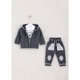 Mimbo Kids Erkek Bebek Için 3'lü Kışlık Takım - Hırka, Pantolon ve T-Shirt - 9 - 12 Ay - Koyu Gri