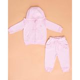 Mimbo Kids Fırfır Detaylı 2'li Kız Bebek Eşofman Takımı - Kapüşonlu Ceket ve Pantolon - 9 - 12 Ay - Açık Pembe