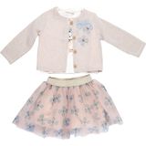 Mimbo Kids Kız Çocuk Baby Rose Baskılı Tütü Etek ve Hırka 3'lü Takım - Açık Vizon - Krem - 3 Yaş