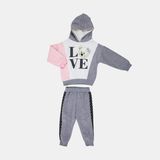 Mimbo Kids Love Yazılı Kapüşonlu Kız Çocuk Eşofman Takımı - 3 Yaş - Gri