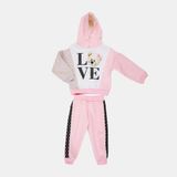 Mimbo Kids Love Yazılı Kapüşonlu Kız Çocuk Eşofman Takımı - 4 Yaş - Açık Pembe