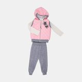 Mimbo Kids Yıldız Desenli Yelekli 3'lü Kız Çocuk Eşofman Takımı - 2 Yaş - Açık Pembe