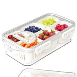Mimeile Meyve Servis Tepsileri Bölünmüş Sebze Tepsisi Kapaklı Atıştırmalık Servis Tabağı Sebze Saklama Kutusu Boşaltma Sepeti Buzdolabı Düzenleyici Konteyner Salata Yemekleri Parti Piknik Seyahat için