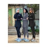 MİMİ Luxury Wear Gri Kadın Fermuarlı Dalgıç Kumaş Standart Kalıp Jogger Eşofman Takımı