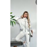 MİMİ Luxury Wear Kadın Fermuarlı Alt Üst Eşofman Takımı Nakışlı 2 İplik Likra
