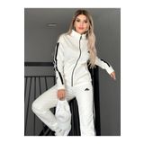 MİMİ Luxury Wear Kadın İkili Eşofman Takımı Fermuarlı Alt Üst Eşofman Takımı Nakışlı 2 İplik Likra