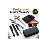 Mimlo 11 Parça Profesyonel Kuaför Makas Seti Düz ve Ara Makası 3 Tarak Klips Fırça Önlük Taşıma Çantalı