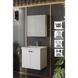 Mimoza 60 cm Mdf,lavabolu,aynalı Banyo Dolabı Seti,seramik Lavabo Dahil Beyaz Mdf