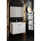 Mimoza 80 cm Mdf,lavabolu,aynalı Banyo Dolabı Seti,seramik Lavabo Dahil Beyaz Mdf