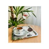 MİMOZA PARK 2 Adet Lüx Kare Paslanmaz Çelik Gümüş Renk 21x21cm Kahve Servis Sunum Tepsisi & tabağı