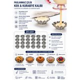 MİMOZA PARK 24 Adet Paslanmaz Metal Yapışmaz Cupcake, Muffin, Tartolet Kurabiye Kek Kalıbı