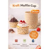 MİMOZA PARK 24 Lü Kraft Renk Desenli Muffin Kek Kalıbı Pasta Donut Baskılı Cupcake Kapsülü Muffin Kalıbı 7x4 Cm