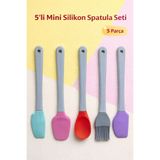 MİMOZA PARK 5 Li Renkli Silikon Spatula Seti Mini Şef Seti Plastik Saplı
