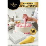 MİMOZA PARK 50 Adet Kullan At Krema Sıkma Torbası - Pasta, Kek, Krem Şanti Süsleme Poşeti, Hijyenik Set