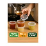 MİMOZA PARK 50 Adet Sızdırmaz 120 ml Mini Saklama Kabı Sosluk Buzluk Kabı, Et Suyu, Kemik Suyu, Sos Kabı Mutfak