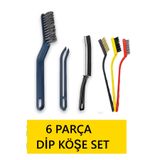 MİMOZA PARK 6 Parça Dip Köşe Temizlik Fırça Seti - Derz Fırçası, Gider Cımbızı, 3'Lü Yağ Temizleme Fırçası