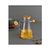 MİMOZA PARK 900 ML Borosilikat Bambu Kapaklı Cam Yağdanlık