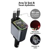 mimtec 66W Akıllı Araç Şarjı LED Aydınlatmalı 4in1 Çift Kablolu 3.4A Araç İçi Çakmaklık Şarj Aleti