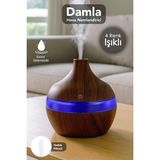 Mimtec Damla Hava Nemlendirici - 300 ml Işıklı Buhar Makinesi Humidifier Aroma Difüzörü Koyu Kahve - Kahverengi