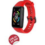 Mimtec Huawei Band 6 ve Honor Band 6 Uyumlu Soft Silikon Kordonu - Kırmızı