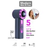 mimtec Modern Mini El Fanı - 5 Kademeli Taşınabilir USB Sarjlı Mini Soğutucu Vantilatör Gri
