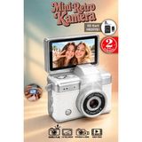 Mimtec Retro Mini Dijital Kamera – 1080P Hd Katlanabilir Ekran Flaşlı Selfie Vlog Video Kamerası Gri