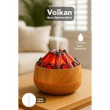 mimtec Volkan Hava Nemlendirici - 300ml Işıklı Buhar Makinesi Humidifier Aroma Difüzörü Açık Kahve
