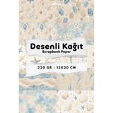 Mimu Art Studio Deniz Kabuğu Deniz Yıldızı İnci Mercan Desenli Kağıt Seti Scrapbook Kağıdı (220 gr) Ajanda Günlük Kolaj Junk Journal Bullet Journal Kağıtları