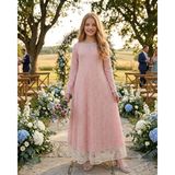 Mimval Studio Kız Çocuk Sema Elbise (9-14 Yaş) - Pembe - 9 - 10 Yaş