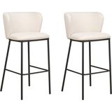 Mına 2'li Bar Sandalyesi Seti, 73 cm Oturum, Ayak Destekli, Modern Tasarım - Beyaz