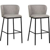 Mına 2'li Bar Sandalyesi Seti, 73 cm Oturum, Ayak Destekli, Modern Tasarım - Gri