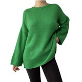 MİNA AİSE Benetton Yeşili Oversize Bisiklet Yaka Yumoş Triko Kazak 26046