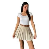 MİNA AİSE Beyaz Kare Yaka Kısa Kollu Slimfit Basic Body, Modern ve Zarif, Günlük Kombinler İçin İdeal - 27174