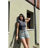 MİNA AİSE Füme Bisiklet Yaka Kısa Kollu Slimfit Basic Body, Modern ve Şık, Günlük Kombinler İçin İdeal - 27132