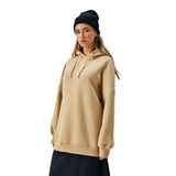 MİNA AİSE Kadın Kum Beji 3 İplik Şardonlu Kapüşonlu Geniş Kesim Sweatshirt 28215