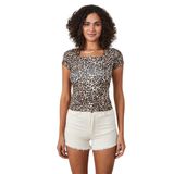 MİNA AİSE Leopar Kare Yaka Kısa Kollu Slimfit Basic Body, Modern ve Zarif, Günlük Kombinler İçin İdeal - 27174